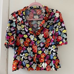 Floral short sleeved button up